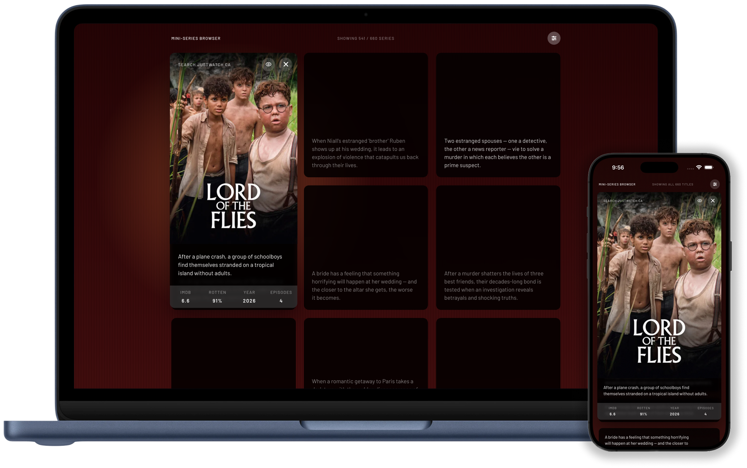 2 of 4: Mini Series Browser expanded card on desktop and mobile