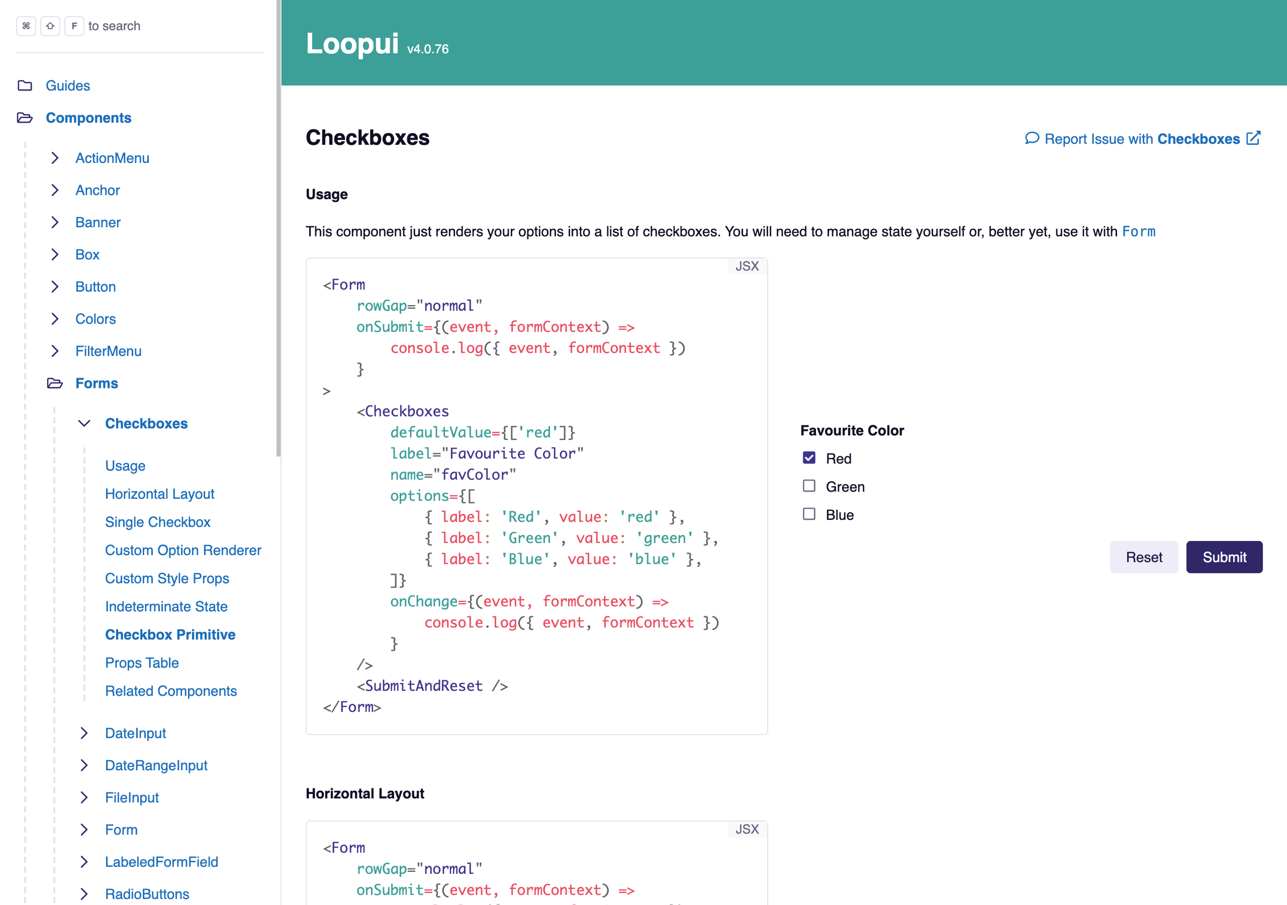 Recovered LoopUI Storybook documenting the Anchor component